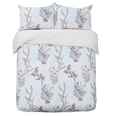 Word of Dream 200TC 100% Cotton Floral Print Duvet Cover Sets 3 PC, Salvia Pattern, King