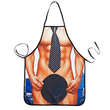 FUNPRON Funny BBQ Grill Apron for Men Sexy Manly Cooking Apron Adjustable Grill Chef Bib Party Cosplay Costume Birthday Christmas Novelty Gift for Husband Boyfriend (Gentleman)