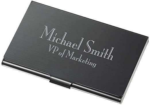 Personalized Visol Canvas Matte Black Business Card Holder with Free Laser Engraving ([C] Two Lines)
