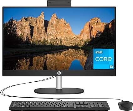 HP 23.8 inch All-in-One Desktop PC, FHD Display, Intel Core i3-N300, 8 GB RAM, 256 GB SSD, Intel UHD Graphics, Windows 11 Home, 24-cr0030 (2023), Shell White