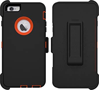 iPhone 6 Plus Case, iPhone 6S Plus Case, ToughBox® [Armor Series] [Shock Proof] for Apple iPhone 6 Plus Case [with Screen Protector] [Holster & Belt Clip] (Black | Orange)