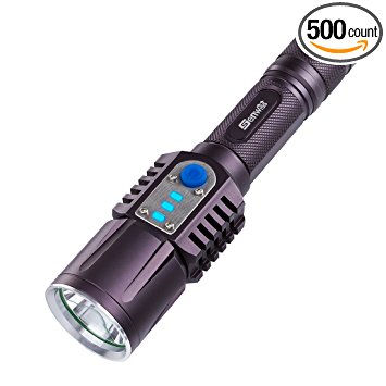 Tactical Usb Powerful Flashlight - Genwiss Ultra Bright Led Recargable High 2000 Lumen Torch Linterna with 18650 Battery Intelligent, External Battery Pack Power Mobile Bank for Smartphones, Tablets