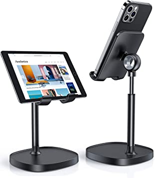 LISEN Office Supplies Decor Cell Phone Stand Universal Home Office Desk, Reduce Neck Pain Height Angle Adjustable Cell Phone Stand, Taller, and More Photogenic iPhone Stand When Phone & Tablets Video