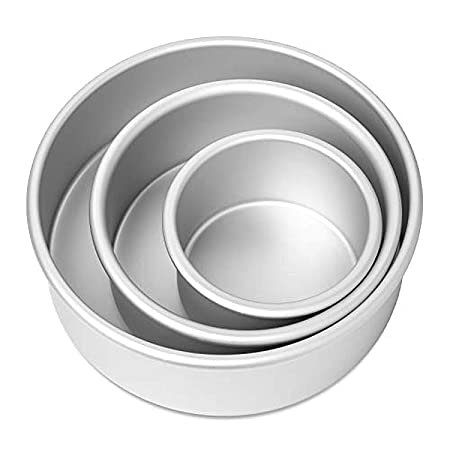 SEIKO Aluminium Round Cake Pan/Mould Bakeware Tool - 4", 5", 6" Diameter x 2.25" Height (Set of 3 Pieces)