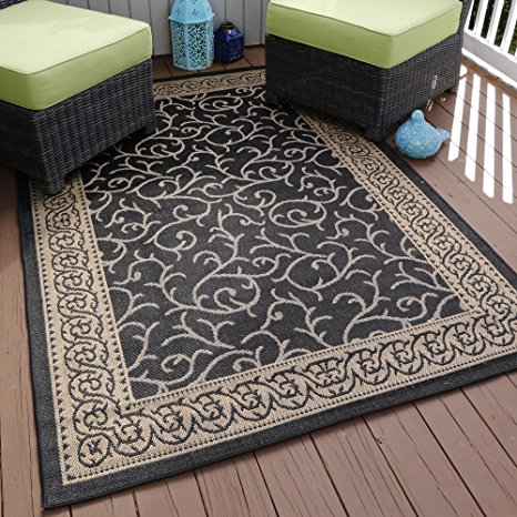 Lavish Home Ornate Vine Indoor/Outdoor Area Rug, 5' x 7'7, Black