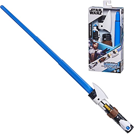 Star Wars Lightsaber Forge OBI-Wan Kenobi Extendable Blue Lightsaber Toy, Customizable Roleplay Toy for Kids Ages 4 and Up