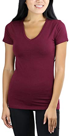 ToBeInStyle Women's Short Sleeve V-Neck Basic T-Shirt