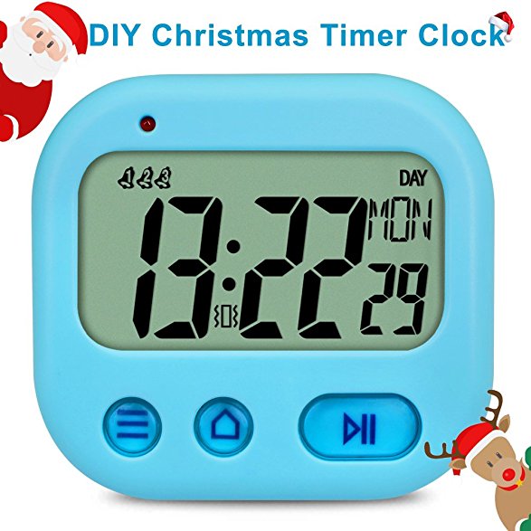 Digital Kitchen Timer, Big Digits with Full Vision Display, Loud Alarm Timer, Countdown Up Pocket Timer Mini Travel Alarm Clock Timer for Cooking, Sport, Classroom Timer, Table Stand Blue