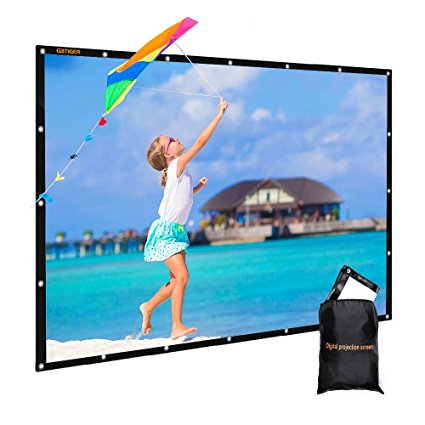 GBTIGER 100 inch Indoor Outdoor Movie Screen PVC Fabric with Bag, Collapsible Wall/Ceiling Mount Projection Screen, 100 inch Portable 16:9 Indoor Outdoor Home Theater Presentation Projector Screen