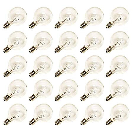 Clear Globe G40 Screw Base Replacement Bulbs,String Light Bulbs Replacement,1.5-Inch,25 Pack