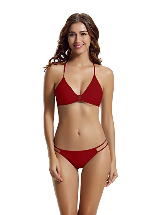 zeraca Women's Strappy Cross Criss Triangle Bikini Bathing Suits