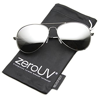 zeroUV - Premium Mirrored Aviator Top Gun Sunglasses w/ Spring Loaded Temples