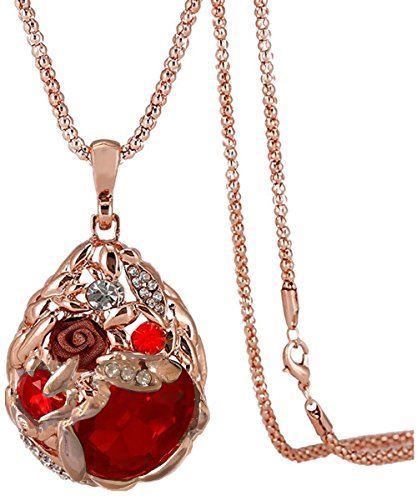 Calors Vitton Rose Gold Plated Valentine's Day Crystal Long Spring Pendant Necklace