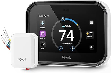 LEVOIT Smart Thermostat for Home, WiFi Programmable Digital Thermostat, Works with Alexa and Smart Sensor, Energy Saving, Large Touch Screen, C-Wire Adapter Included, DIY Install, Aura 400S, White