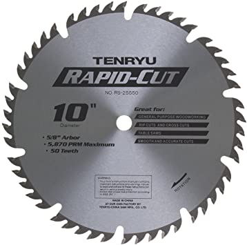 Tenryu RS-25550 10" 50 Tooth 5/8" Arbor all purpose wood blade