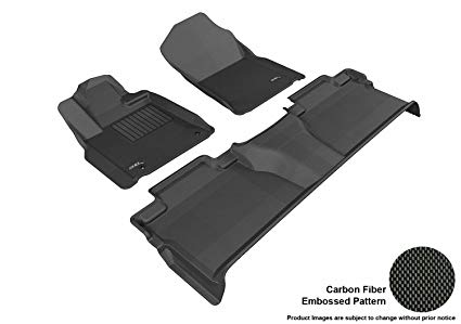 3D MAXpider Complete Set Custom Fit All-Weather Floor Mat for Select Toyota Tundra CrewMax Models - Kagu Rubber (Black)