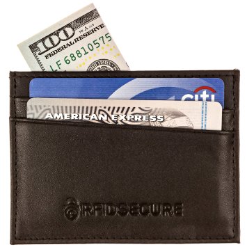 RFID Blocking Minimalist Slim Wallet - Men's Genuine Leather Minimalist Money Clip Front Pocket Wallet