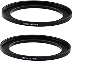 (2-Pack) 55-67MM Step-Up Ring Adapter, 55mm to 67mm Step Up Filter Ring, 55 mm Male 67 mm Female Stepping Up Ring for DSLR Camera Lens and ND UV CPL Infrared Filter