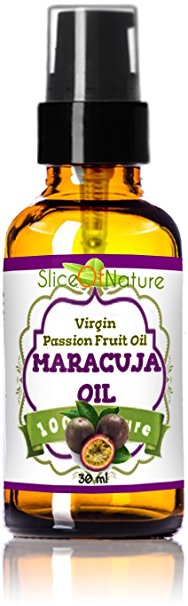 Slice of Nature 100% Pure Maracuja oil. Virgin Cold pressed. Also known as passion fruit seed oil (1 oz)