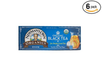 Newman's Own Organic Black Tea, 22-Count Family Size Bags (Pack of 6)