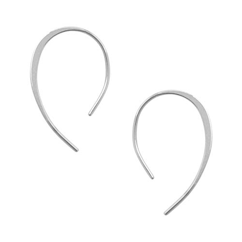 Humble Chic Upside Down Hoops - Hypoallergenic Lightweight Open Wire Needle Drop Dangle Threader Earrings - Plated in 925 Sterling Silver or 18k Gold