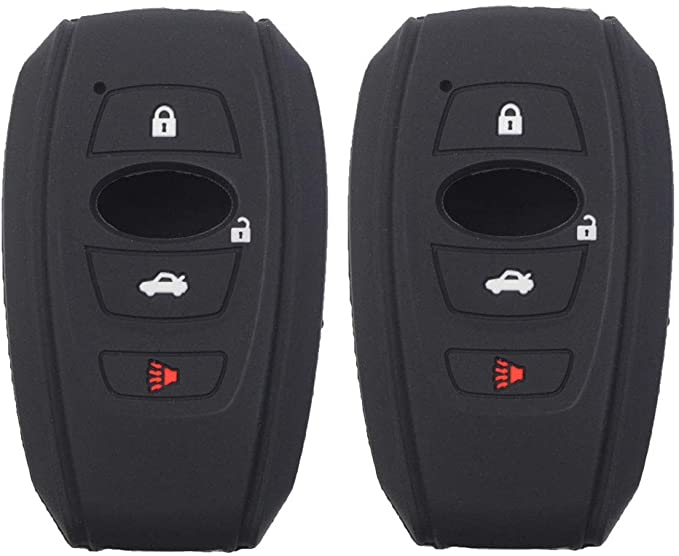 Btopars 2Pcs Black Silicone 4 Buttons Smart Key Fob Skin Cover Case Protector Keyless Compatible with Subaru 2014 2015 2016 2017 BRZ 2015-2018 Legacy 2020 Outback Ascent Crosstrek Forester WRX