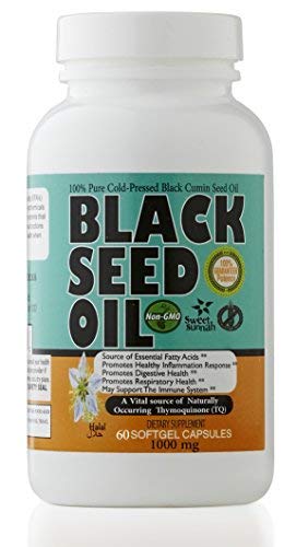 Premium Black Seed Oil liquid Softgel Capsules NON-GMO Made from Cold Pressed Nigella Sativa Producing Pure Black Cumin Seed Oil - Made in the USA - 60 Capsules (2000mg Serving Size) by Sweet Sunnah