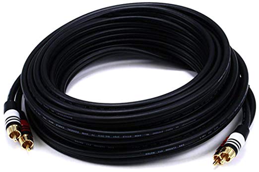 Monoprice 102866 25-Feet Premium 2 RCA Plug to 2 RCA Plug 22AWG Cable - Black