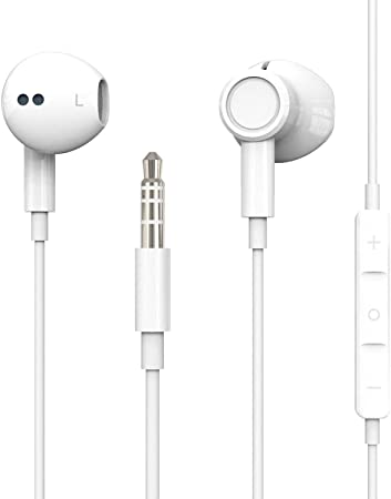Aux Headphones,3.5mm Earphones Magnetic in-Ear Stereo Earbuds, with Microphone Noise Isolating Compatible with iPhone 6s/ 6 Plus/SE Pad/Pod 7,with All 3.5mm Interface Devices-White