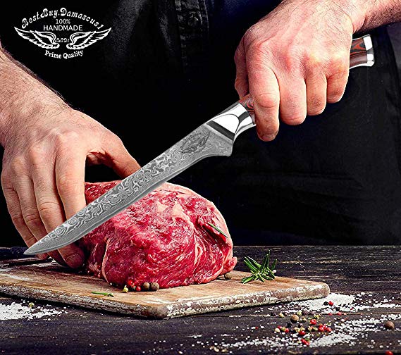 Boning Chef knife 5.5 inch Japaneses Damascus steel Knife with red G10 Handel Sharp Edge Knife prime Quality