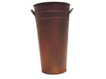 Craft Outlet Tin Flower Bucket, 13-Inch, Rust