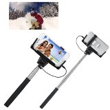 Cable jack take Pole-D09 plus Self Portrait Battery Free Extendable Remote Camera Shooting Shutter Monopod Selfie Handheld Stick Pole with Mount Holder and Super Clear Rear-camera Self-timer specially designed for Apple iPhone 6 Plus  6  5s  5c  5  4s CANNOT Work for Android Cellphones