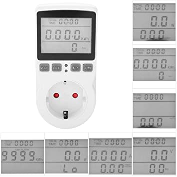 Ciglow Electrical Meter Sockets Power Meter Monitor Socket with LCD Backlight,Power Meter Plug for Measuring Monitor The Power Consumption, Voltage, and Current(White)