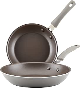 Rachael Ray Cook   Create Nonstick Frying Pans/Skillet Set, 9.5 Inch and 11.75 Inch, Gray