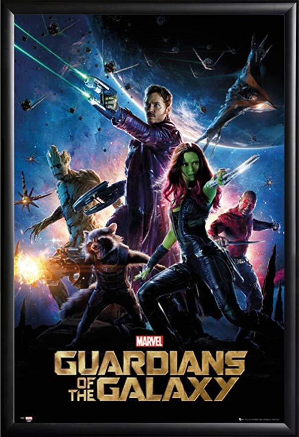 Framed Guardians Of The Galaxy - Movie 24x36 Poster in Basic Black Detail Wood Frame
