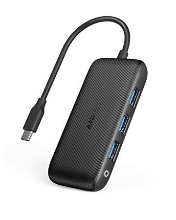 Anker USB C Hub Adapter, PowerExpand 4-in-1 USB-C Hub with 1 Gbps Ethernet Port and 3 USB 3.0 Ports, for MacBook Pro, iMac Pro, ChromeBook, XPS and More