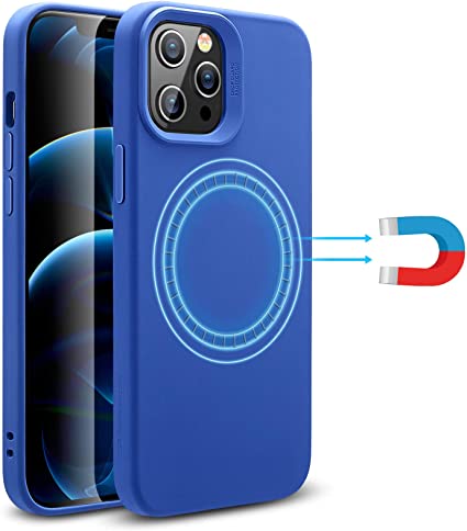 ESR Soft Case for iPhone 12/iPhone 12 Pro [HaloLock Magnetic Wireless Charging] [Silicone Rubber Case] Cloud Series – Blue