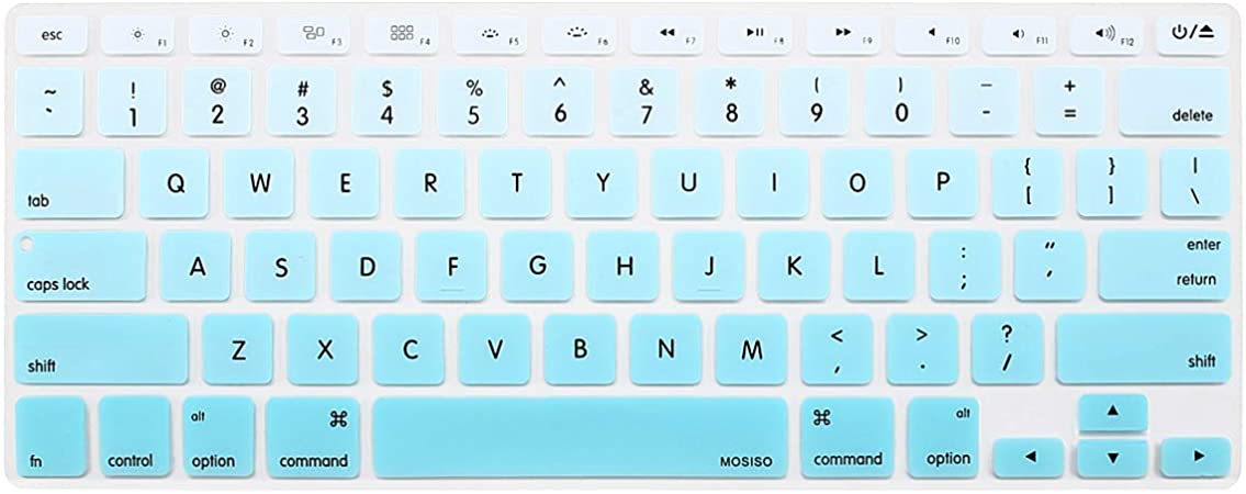 MOSISO Pattern Keyboard Cover Compatible with MacBook Pro 13/15 inch(with/Without Retina Display,2015 or Older Version),Older MacBook Air 13 inch (A1466/A1369,Release 2010-2017), Gradiant Blue & White