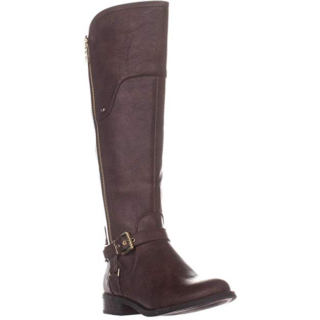 GUESS Womens Harson 5 Wide Calf Faux Leather Riding Boots