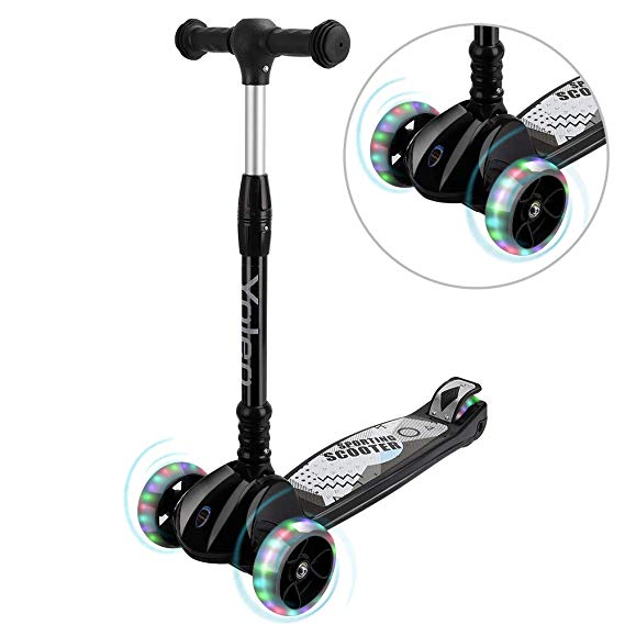 YOLEO Kick Scooter for Kids, Scooters 3 Wheel Glider T-Bar Adjustable Height with PU Flashing Wheels Wide Deck for Children Boys Girls from 2 to 12 Year-Old, Supports 110 lbs