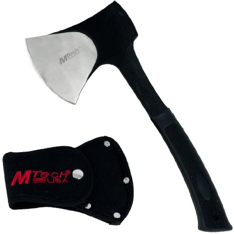 MTech USA Camping Axe, Two-Tone Blade, Black Rubberized Handle, 11-Inch Overall