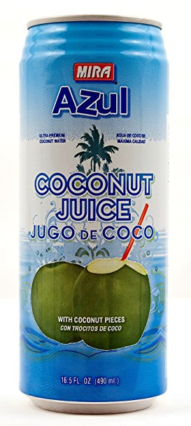 Mira 'Azul' Coconut Water with Pulp, 16.5 Ounce Cans (Case of 24)