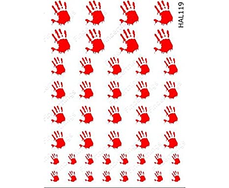 Haloween Bloody Hand Print Nail Art Decal Sticker