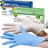 100 Powder Free OR Powdered Vinyl Disposable Gloves Work Garage Medical Examination Clear (Clear, Medium)