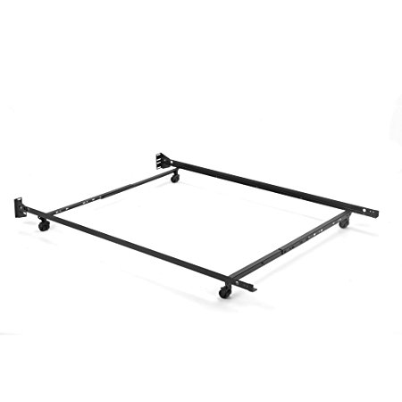 Adjustable 46R-LP Low Profile Bed Frame with Keyhole Cross Arms and (4) 2” Locking Rug Roller Legs, Twin / Full