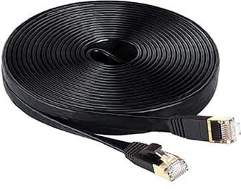 Cat 6 Ethernet Cable 150 ft High Speed RJ45 Internet Cable for Outdoor & Indoor Support CAT6 Network Solid Slim Flat Black Computer LAN for PC