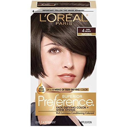 L'Oreal Paris Superior Preference Fade-Defying Color   Shine System, 4 Dark Brown (Packaging May Vary)