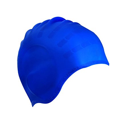 Swimming Cap Silicone Non-toxic Tasteless Long Hair Swim Cap with 3D Ergonomic Design Ear Pockets and Great High Elasticity for Teenagers Women and Adults Keeps Hair Clean Ear Dry