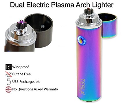 Tesla Coil Lighters™ 360° Dual Arc USB Rechargeable Windproof Electrical Plasma Arc Lighter - Choose Your Color (Rainbow)