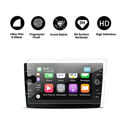 2018 Volkswagen Tiguan VW Touch Screen Car Display Navigation Screen Protector, R RUIYA HD Clear TEMPERED GLASS Car In-Dash Screen Protective Film (8-Inch)